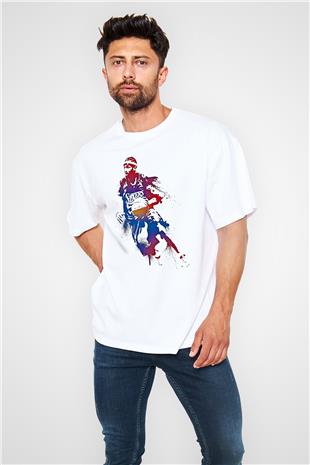 Allen Iverson Baskılı Beyaz Unisex Oversize Tişört - Tshirt