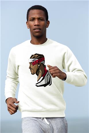Allen Iverson Baskılı Beyaz Unisex Sweatshirt