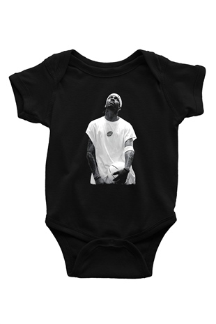 Allen Iverson Baskılı Unisex Siyah Bebek Body - Zıbın
