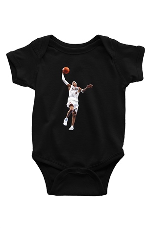 Allen Iverson Baskılı Unisex Siyah Bebek Body - Zıbın