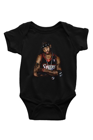 Allen Iverson Baskılı Unisex Siyah Bebek Body - Zıbın