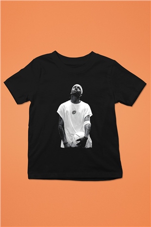 Allen Iverson Baskılı Unisex Siyah Çocuk Tişört - Tshirt