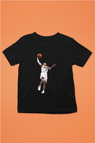 Allen Iverson Baskılı Unisex Siyah Çocuk Tişört - Tshirt