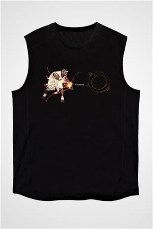 Allen Iverson Baskılı Unisex Siyah Kolsuz Tişört - Tshirt