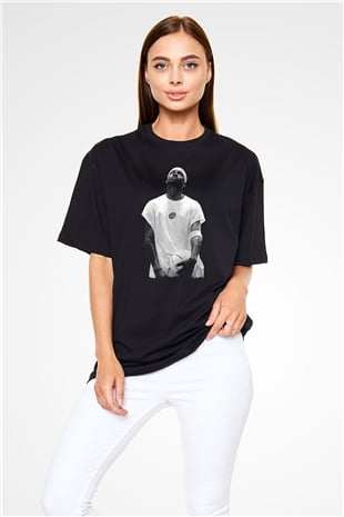 Allen Iverson Baskılı Unisex Siyah Oversize Tişört - Tshirt