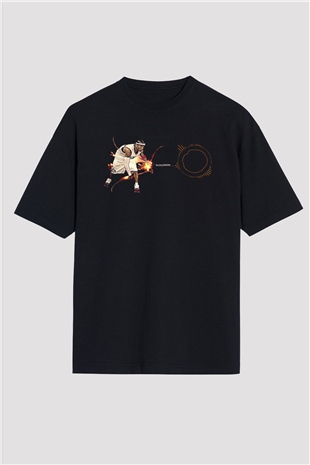 Allen Iverson Baskılı Unisex Siyah Oversize Tişört - Tshirt