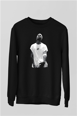 Allen Iverson Baskılı Unisex Siyah Sweatshirt