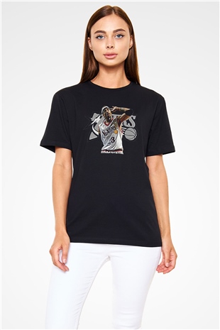 Allen Iverson Baskılı Unisex Siyah Tişört - Tshirt