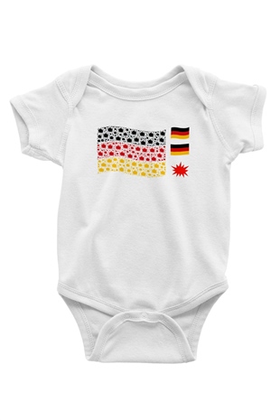 Almanya Baskılı Beyaz Unisex Bebek Body - Zıbın