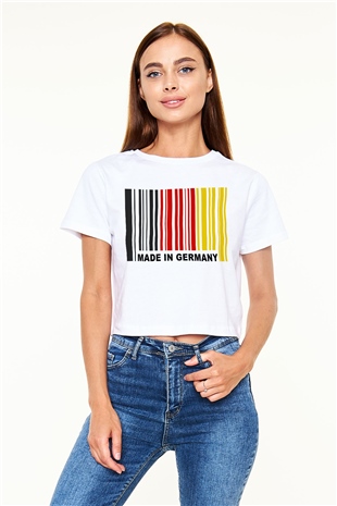 Almanya Beyaz Croptop Tişört