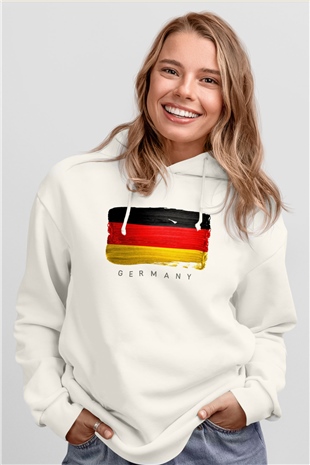 Almanya Beyaz Unisex Hoodie