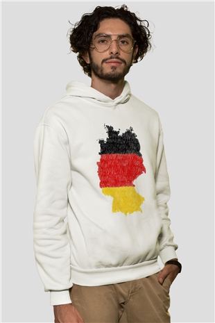 Almanya Beyaz Unisex Hoodie