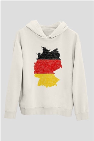 Almanya Beyaz Unisex Hoodie