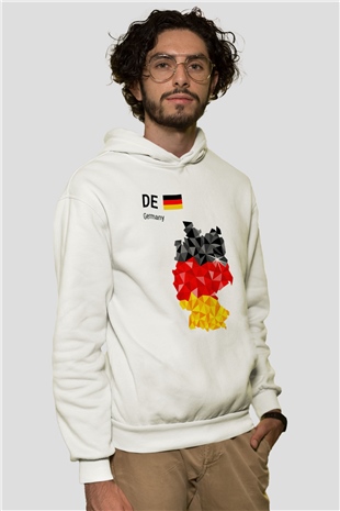 Almanya Beyaz Unisex Kapşonlu Sweatshirt