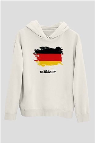 Almanya Beyaz Unisex Kapşonlu Sweatshirt