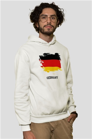 Almanya Beyaz Unisex Kapşonlu Sweatshirt