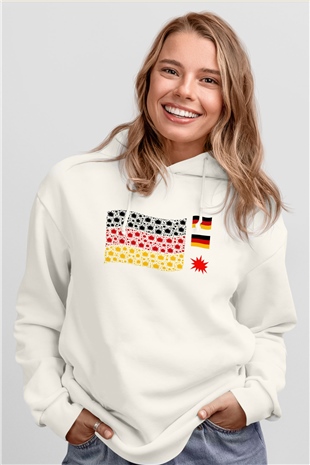 Almanya Beyaz Unisex Kapşonlu Sweatshirt