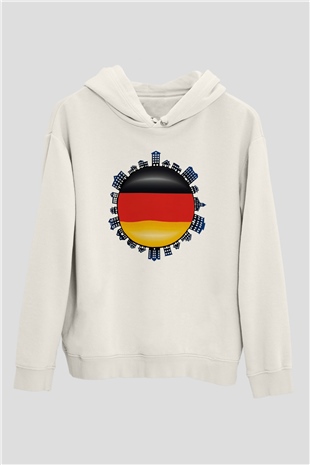 Almanya Beyaz Unisex Kapşonlu Sweatshirt
