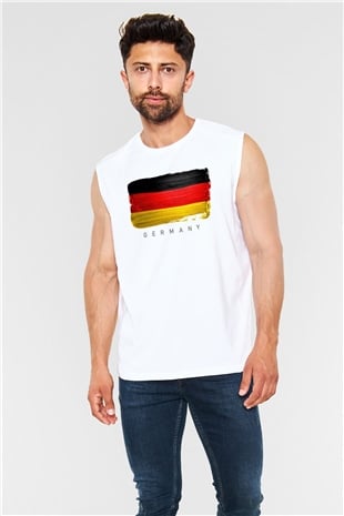 Almanya Beyaz Unisex Kolsuz Tişört
