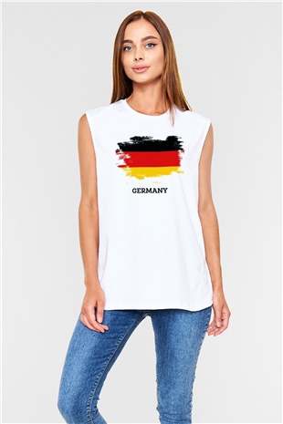 Almanya Beyaz Unisex Kolsuz Tişört