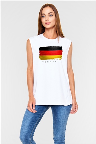 Almanya Beyaz Unisex Kolsuz Tişört