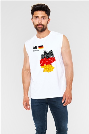 Almanya Beyaz Unisex Kolsuz Tişört