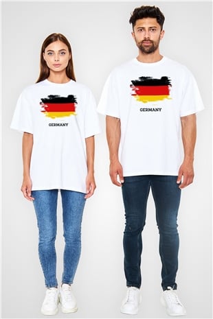 Almanya Beyaz Unisex Oversize Tişört T-Shirt