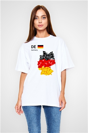 Almanya Beyaz Unisex Oversize Tişört T-Shirt