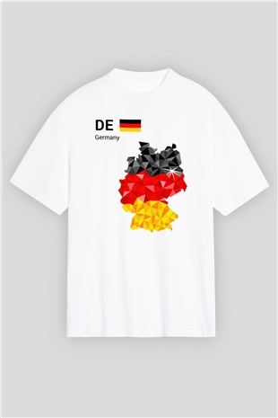 Almanya Beyaz Unisex Oversize Tişört T-Shirt