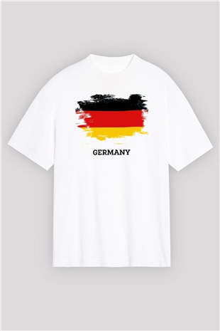 Almanya Beyaz Unisex Oversize Tişört T-Shirt
