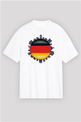 Almanya Beyaz Unisex Oversize Tişört T-Shirt