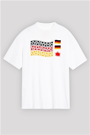 Almanya Beyaz Unisex Oversize Tişört T-Shirt