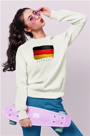 Almanya Beyaz Unisex Sweatshirt