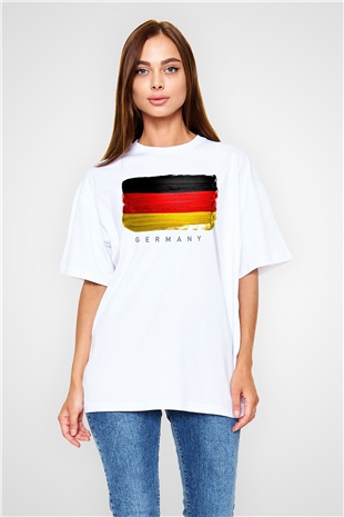 Almanya Beyaz Oversize Tişört Oversize T-shirt - TişörtFabrikası