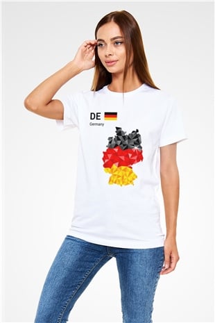 Almanya Beyaz Unisex Tişört T-Shirt - TişörtFabrikası