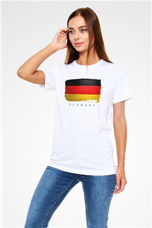 Almanya Beyaz Unisex Tişört T-Shirt - TişörtFabrikası
