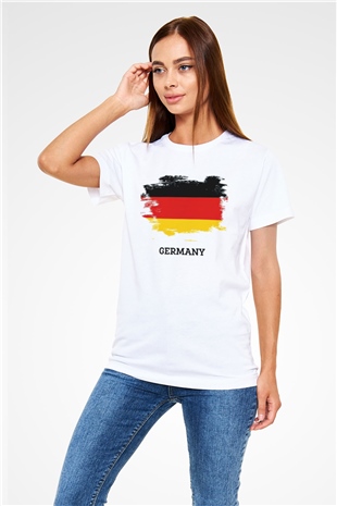 Almanya Beyaz Unisex Tişört T-Shirt - TişörtFabrikası