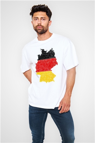 Almanya Beyaz Oversize Tişört Oversize T-shirt - TişörtFabrikası