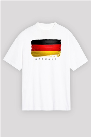 Almanya Beyaz Oversize Tişört Oversize T-shirt - TişörtFabrikası
