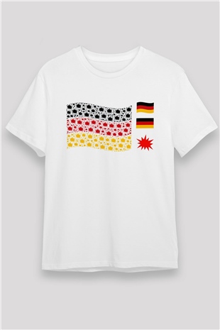 Almanya Beyaz Unisex Tişört T-Shirt - TişörtFabrikası