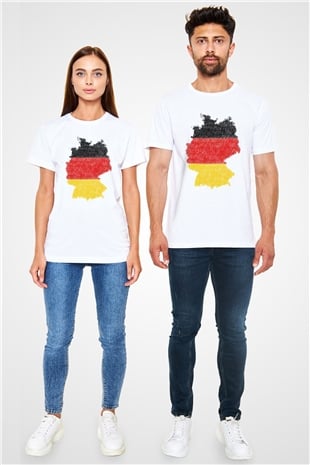 Almanya Beyaz Unisex Tişört T-Shirt - TişörtFabrikası