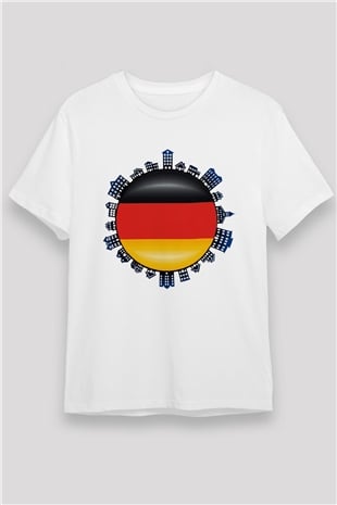 Almanya Beyaz Unisex Tişört T-Shirt - TişörtFabrikası