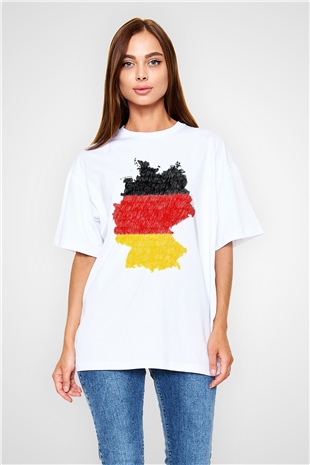 Almanya Beyaz Oversize Tişört Oversize T-shirt - TişörtFabrikası