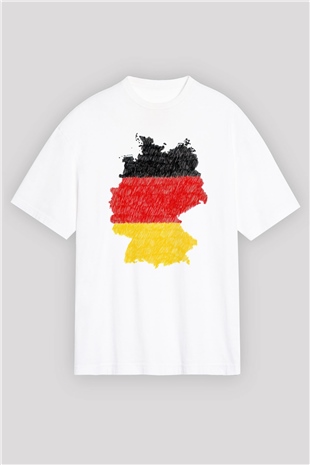 Almanya Beyaz Oversize Tişört Oversize T-shirt - TişörtFabrikası