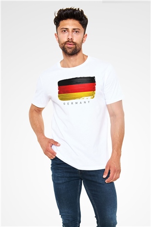 Almanya Beyaz Unisex Tişört T-Shirt - TişörtFabrikası