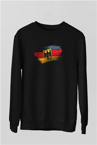 Almanya - Germany Bayrağı Baskılı Unisex Siyah Sweatshirt