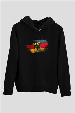 Almanya - Germany Bayrağı Baskılı Unisex Siyah Hoodie