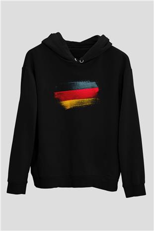 Almanya - Germany Bayrağı Baskılı Unisex Siyah Hoodie