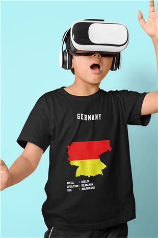 Almanya Siyah Unisex Çocuk Tişört