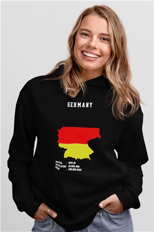Almanya Siyah Unisex Hoodie